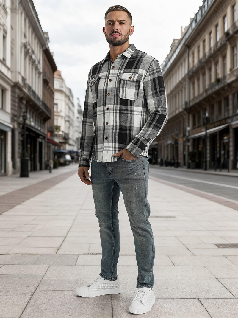 Moška srajca črno-bela OZONEE NB/MC728N/3