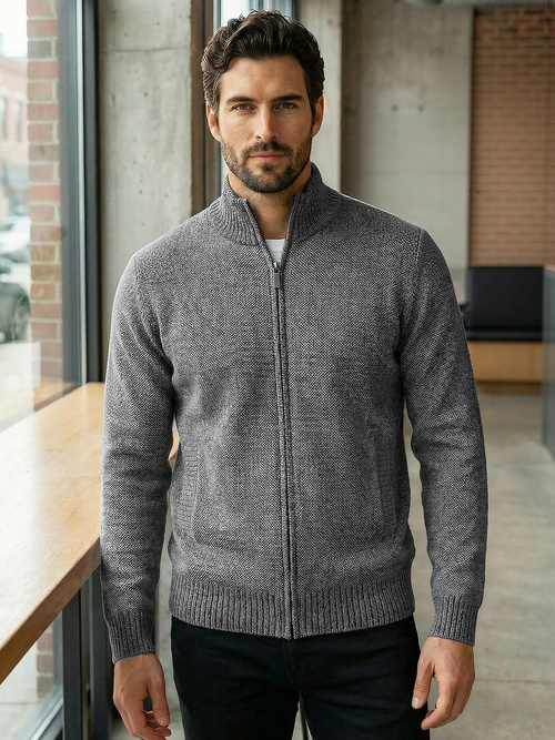 Moški pulover grafitni OZONEE JS/59B3611/5