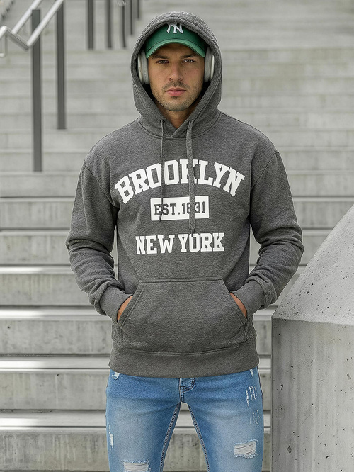 Moška jopa s kapuco grafitna OZONEE JS/8B1767/5Z