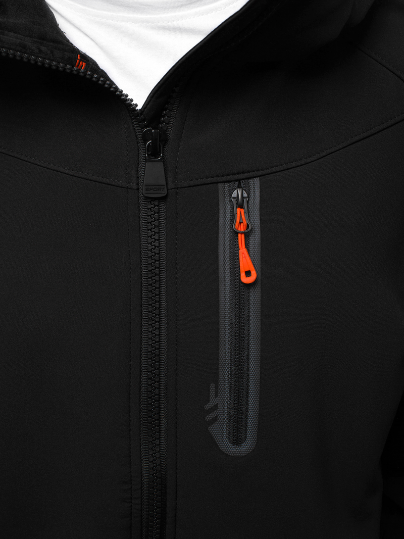 Moška softshell jakna s kapuco črno-oranžna OZONEE GE/12269Z