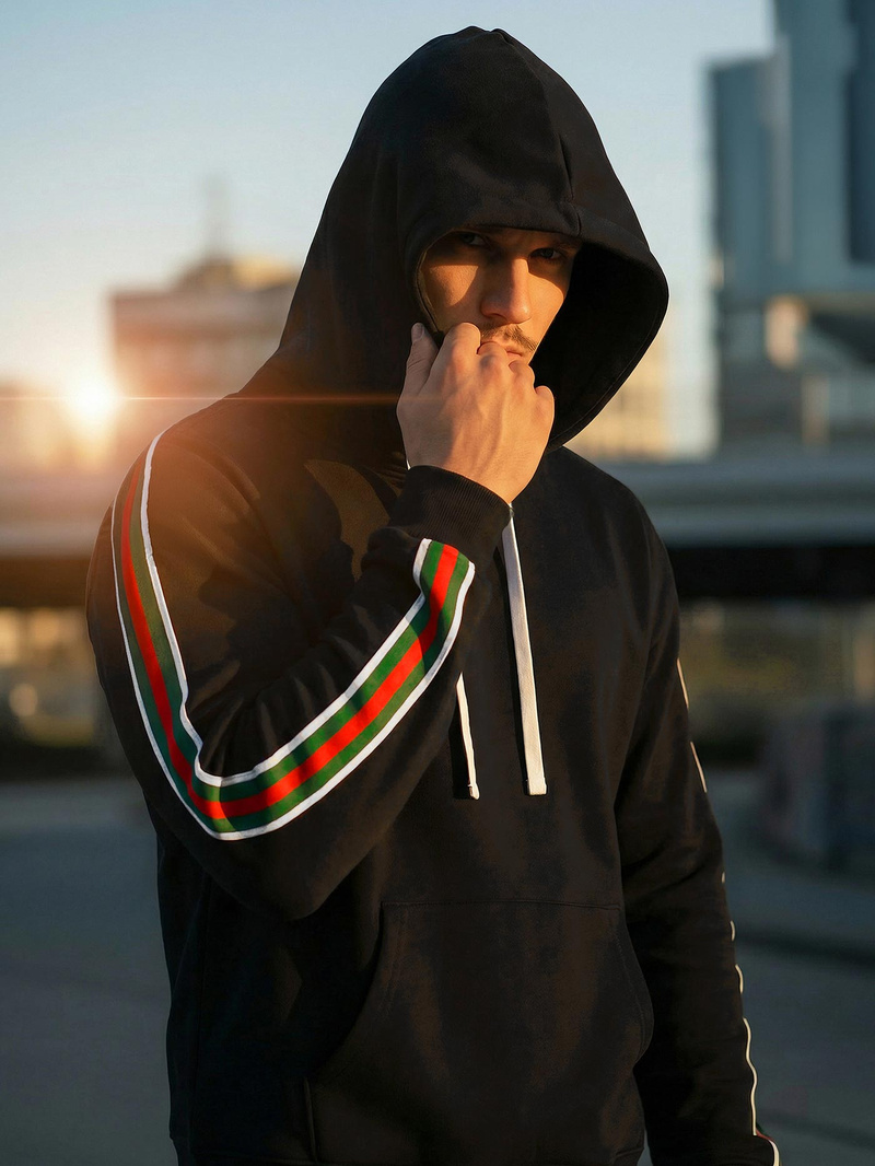 Moška jopa s kapuco črna OZONEE JS/8B1731/3