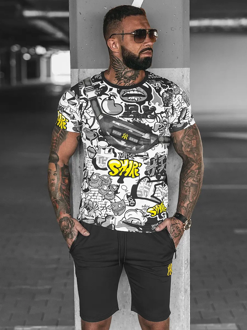 Moška Trenirka Črno-Rumen OZONEE O/HM789