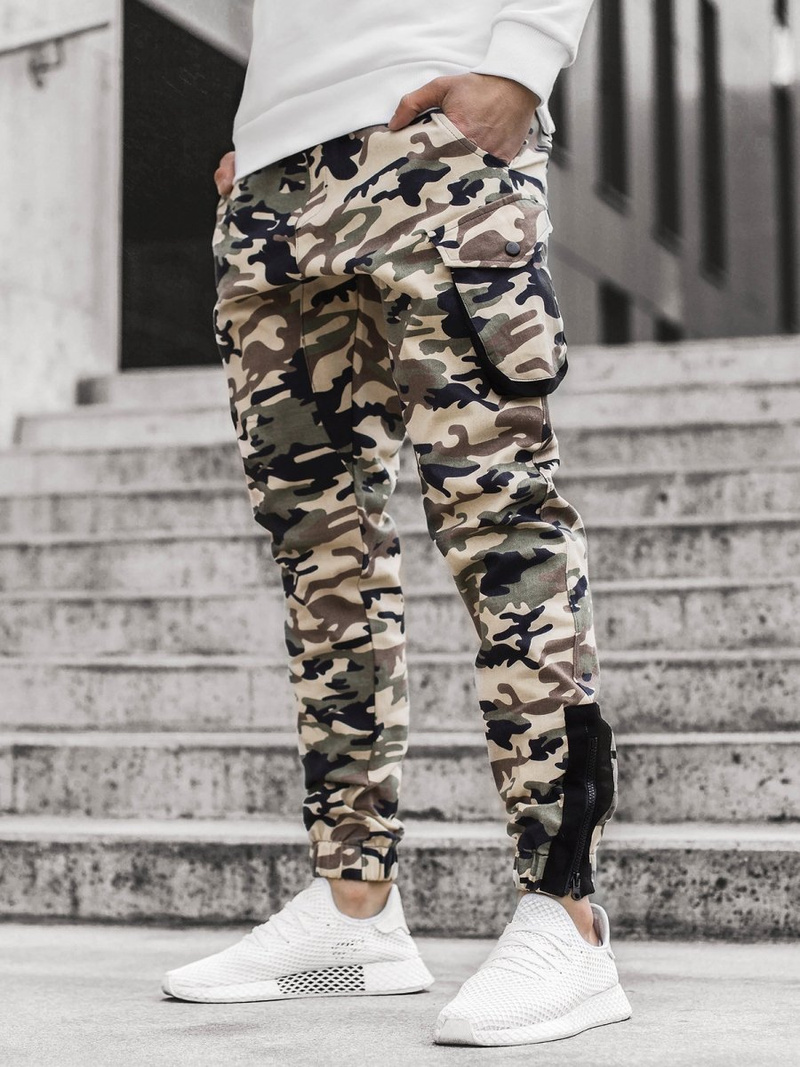 Moške hlače jogger bež-maskirne OZONEE A/705