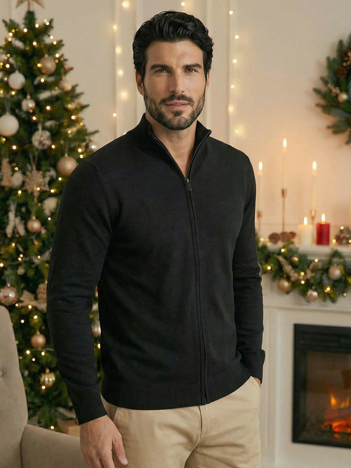 Moški pulover črni OZONEE NB/MM6004/4Z