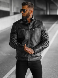 Moška usnjena jakna črna OZONEE JS/11Z8063