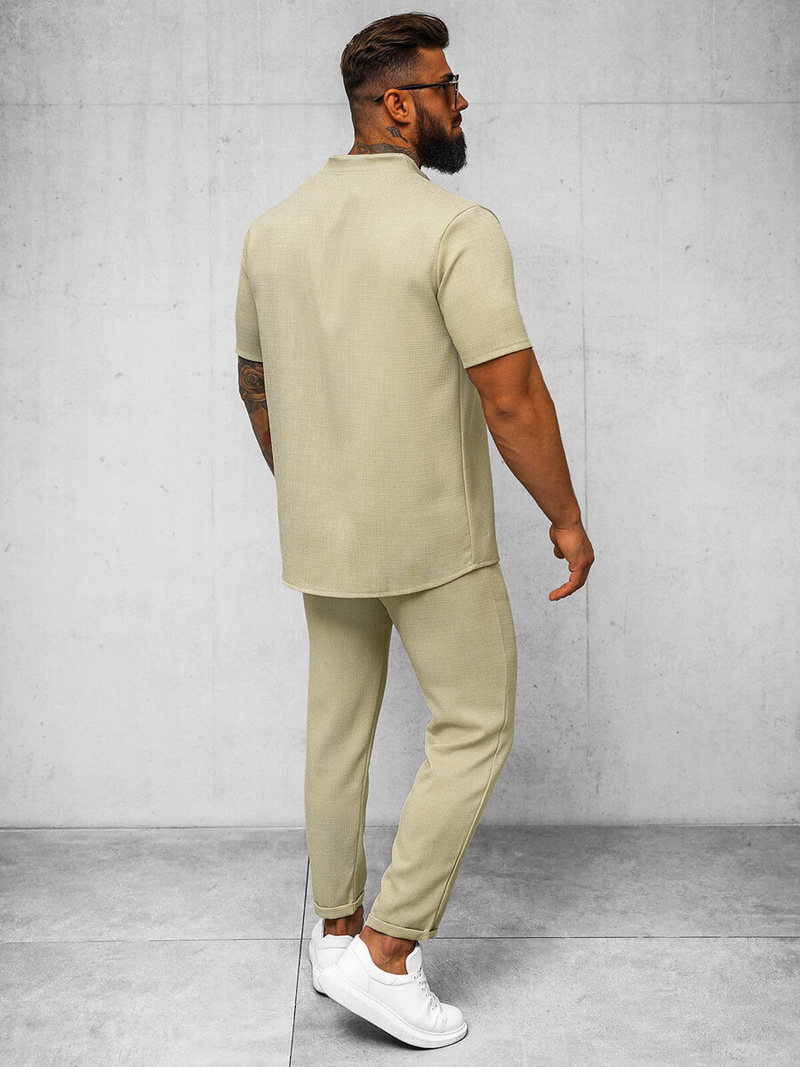 Moška majica s kratkimi rokavi bež OZONEE O/Y972T