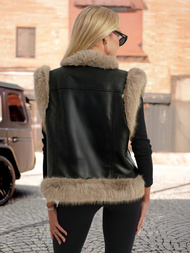 Ženski usnjena brezrokavnik črni OZONEE JS/61M8516/392