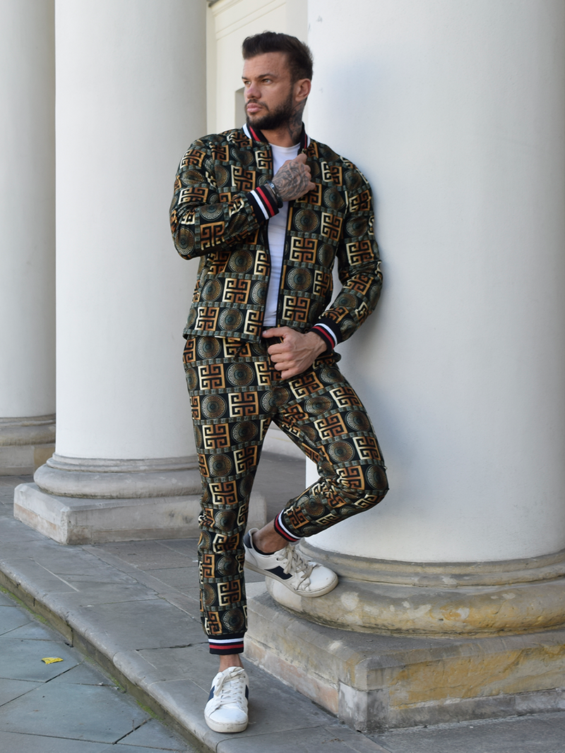 Komplet moški - jakna in hlače chino črno-zlati OZONEE O/5553/21