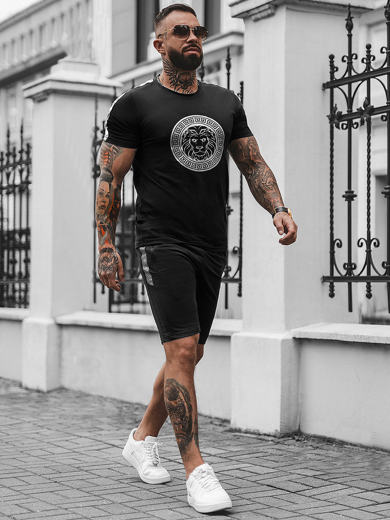 Moška Trenirka Črno-Srebrna OZONEE O/HM788Z