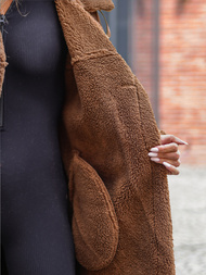 Ženski usnjen plašč camel OZONEE JS/11Z8253