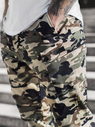 Moške hlače chino jogger maskirno-bež OZONEE O/11103