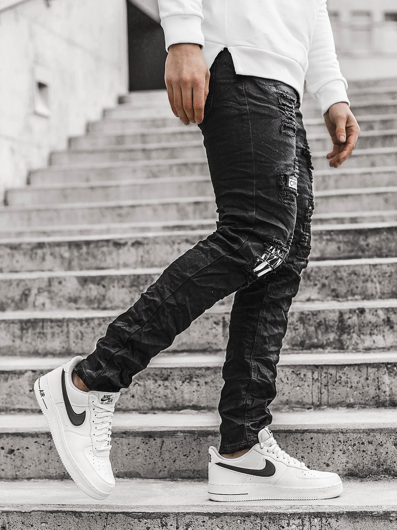 Moške kavbojke jogger črne OZONEE V/19401