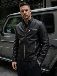 Moška usnjena jakna črna OZONEE JS/11Z8021