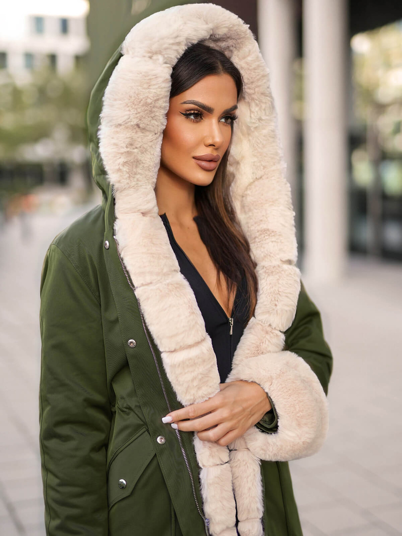 Ženska zimska jakna zelena OZONEE JS/M763/136Z