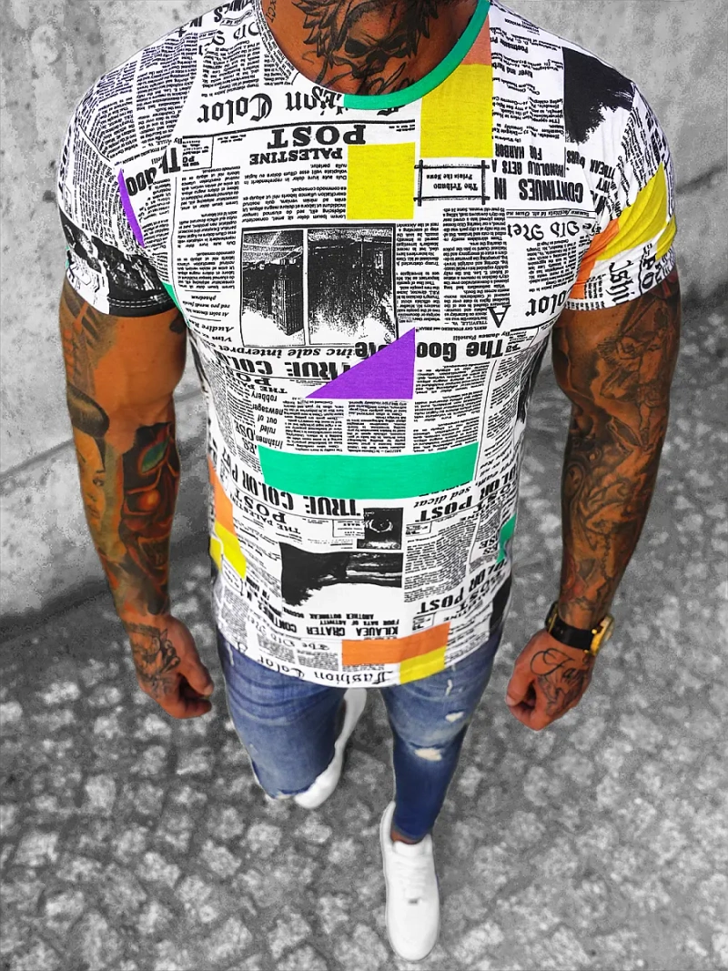 Moška majica s potiskom barvna OZONEE O/BL49Z