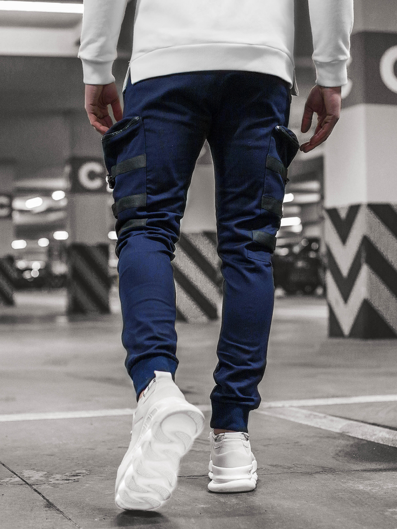 Moške hlače chino jogger mornarsko modre OZONEE G/11132