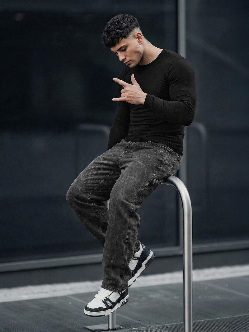 Moške kavbojke grafitne OZONEE O/KK2828/5Z