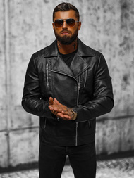 Moška usnjena jakna črna OZONEE JS/11Z8067