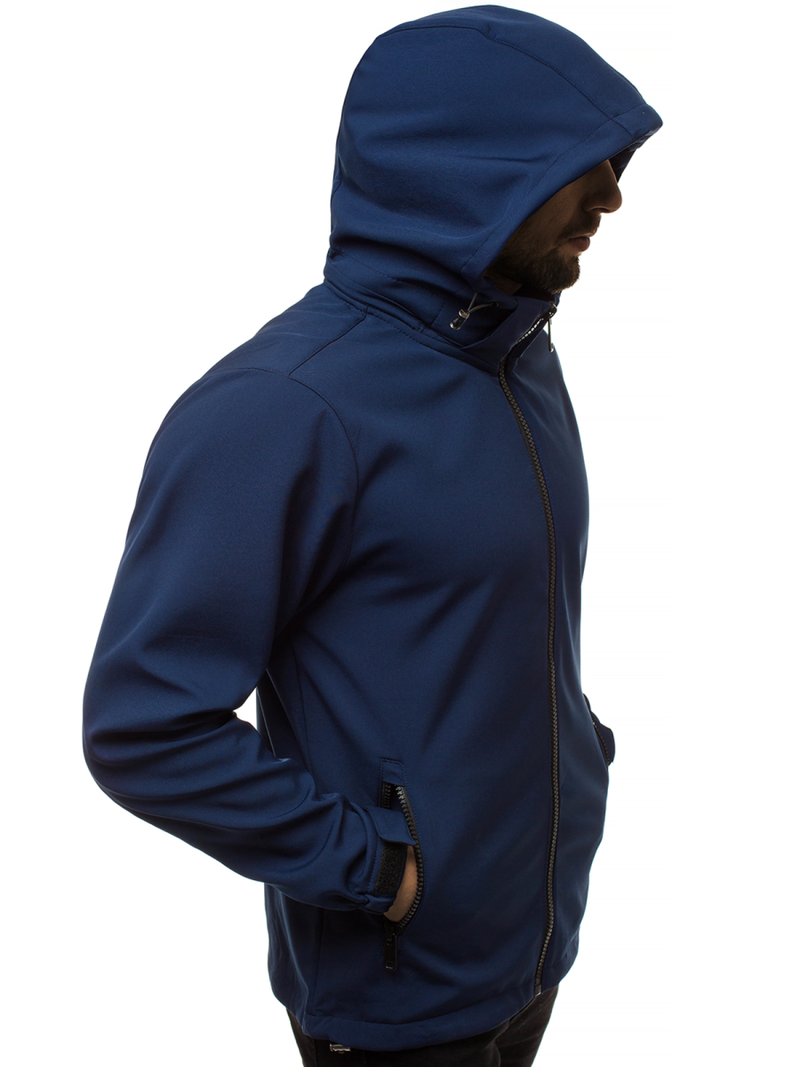 Moška softshell jakna s kapuco mornarsko modra OZONEE JS/56008Z