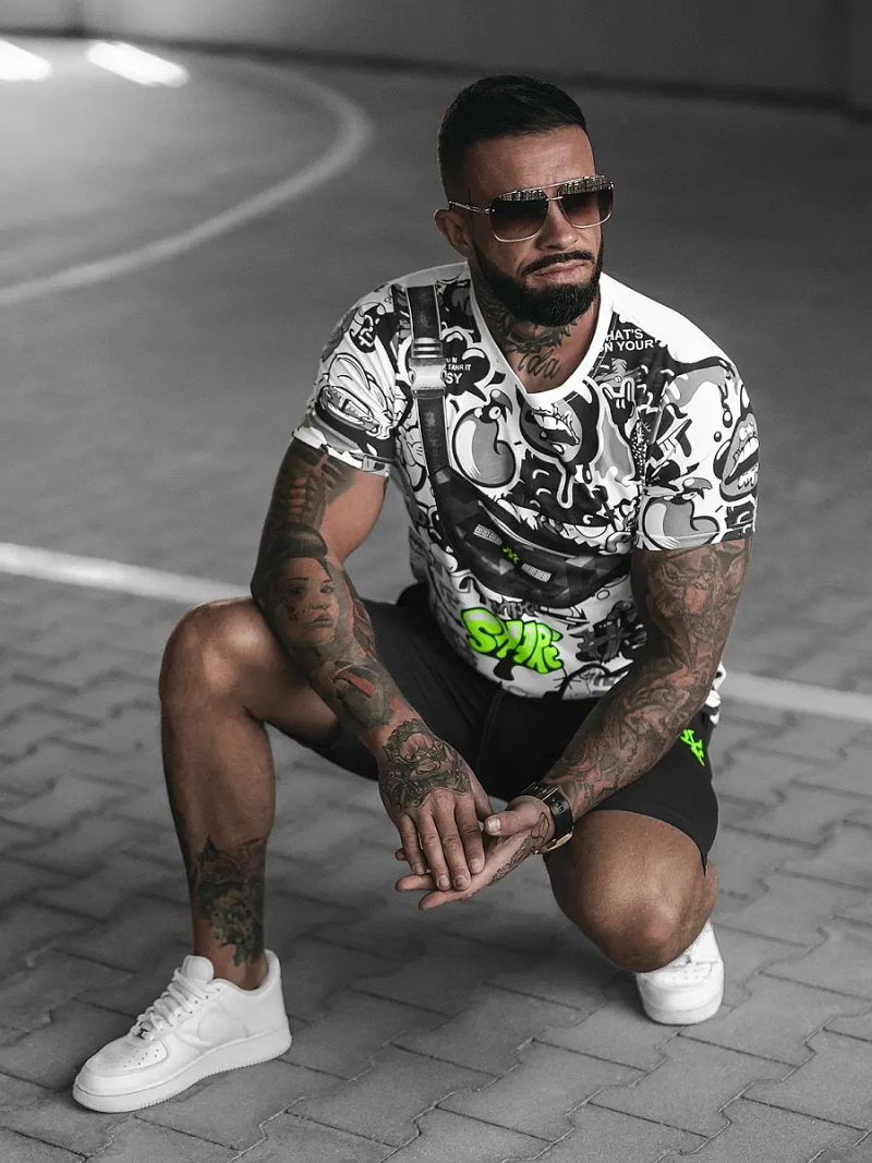 Moška trenirka belo-zelena OZONEE O/HM789Z