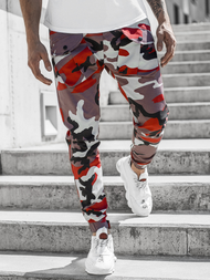 Moške hlače chino jogger bordo-bež OZONEE G/11144