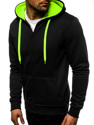 Moška jopa z zadrgo črno-akvamarin OZONEE JS/2013