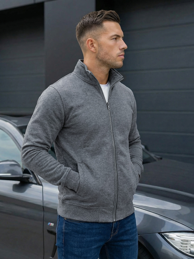 Moška jopa z zadrgo temno-siva OZONEE JS/2002Z