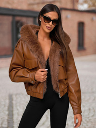 Ženska usnjena jakna rjava OZONEE O/G125