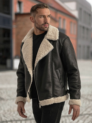 Moška usnjena jakna črna OZONEE JS/11Z8273