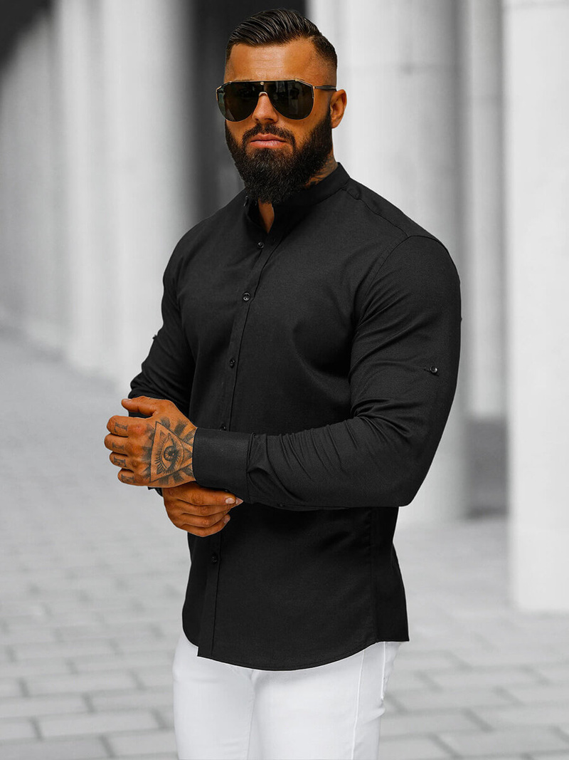 Elegantna moška srajca črna OZONEE O/V121