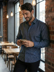 Moška srajca modra OZONEE V/V186Z