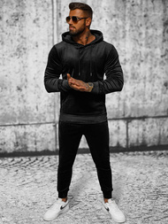 Moška trenirka iz velurja črna OZONEE JS/8C1171/3