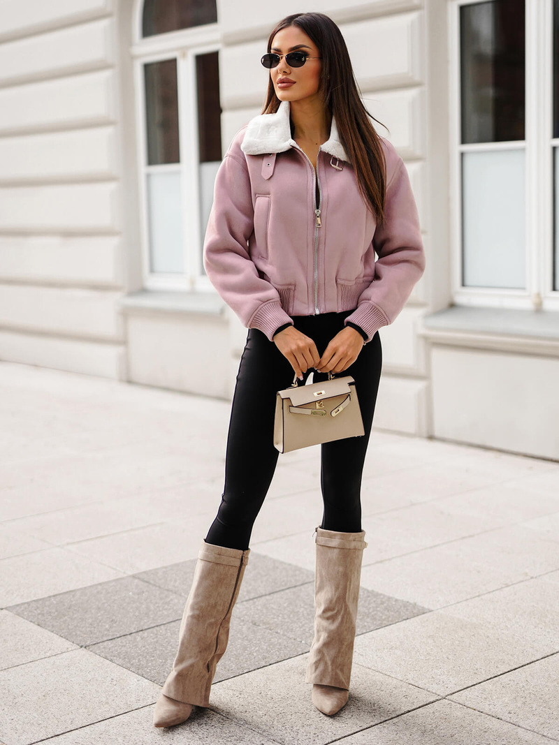 Ženska jakna praškasto roza OZONEE O/81326