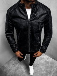 Moška usnjena jakna črna OZONEE YD/BF5916309Z