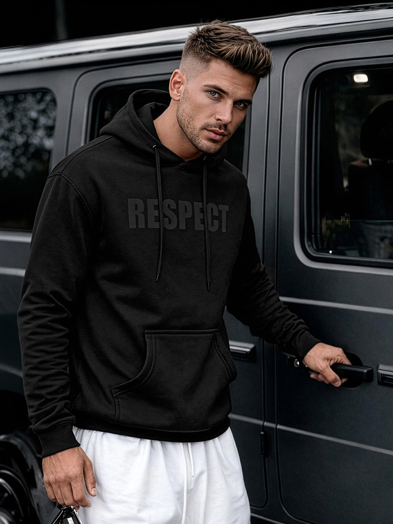 Moška jopa s kapuco črna OZONEE JS/8B1968/3