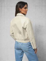 Ženska usnjena jakna bež OZONEE O/G116