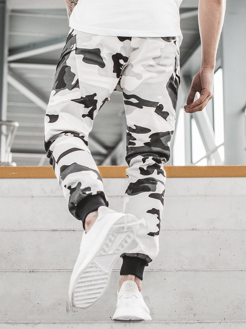 Moške hlače chino jogger črno-bele OZONEE O/11103