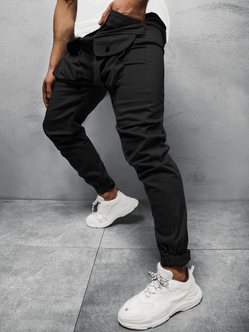 Moške hlače chino jogger črne OZONEE G/11144