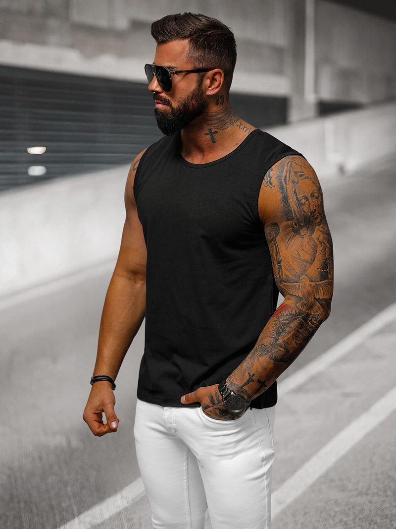 Moška majica brez rokavov črna OZONEE JS/99001Z