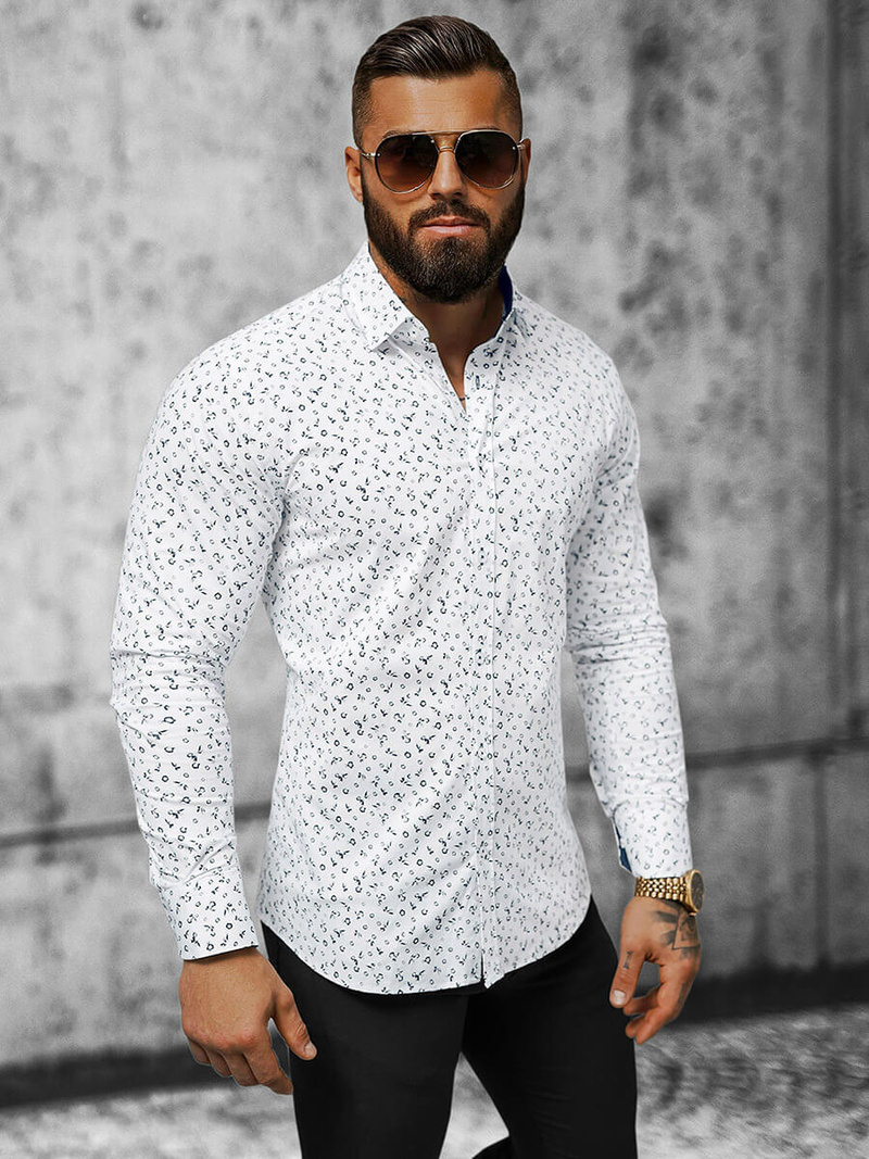 Elegantna moška srajca bela OZONEE O/V14