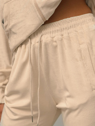 Ženski trenirka iz velurja svetlo-bež OZONEE JS/8C1176/159Z