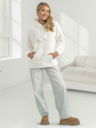 Ženska jopica s kapuco bela OZONEE JS/HH192/1