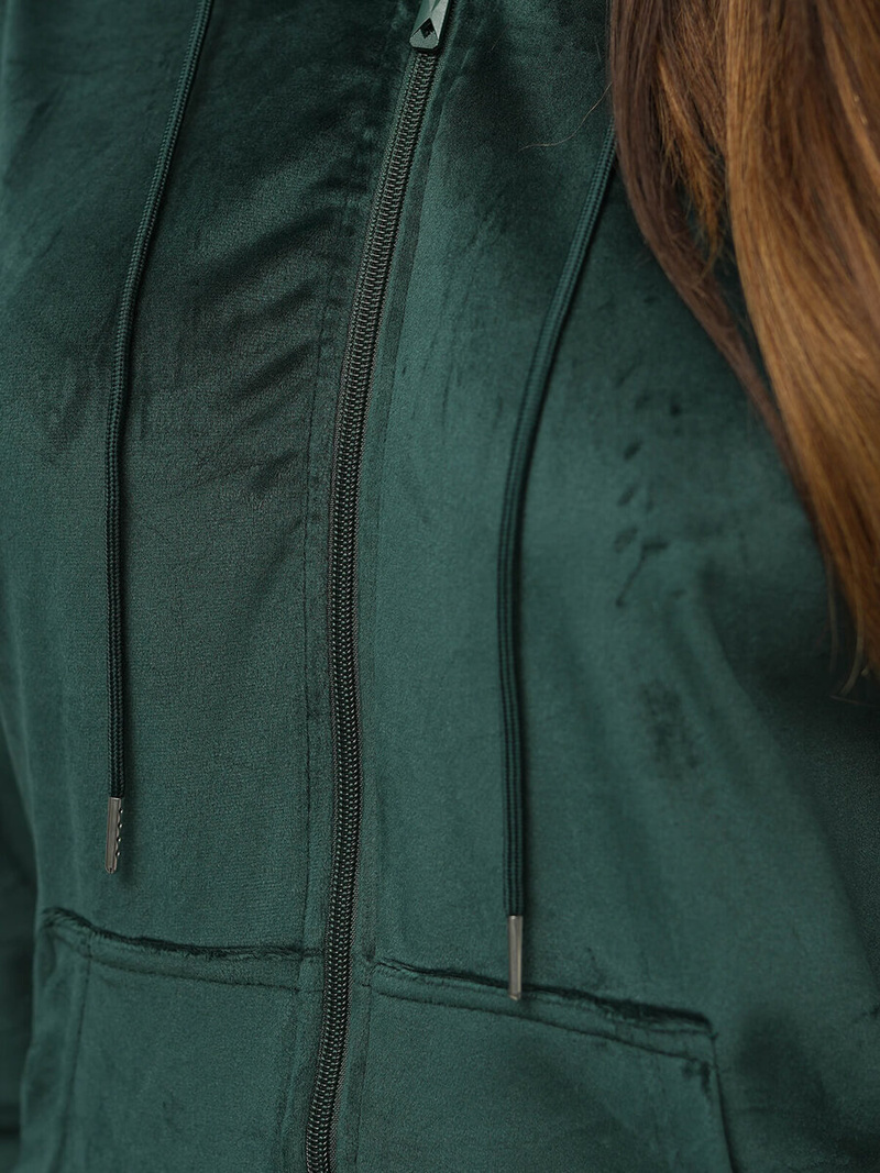 Ženski trenirka iz velurja temno zelena OZONEE JS/8C1176/9Z