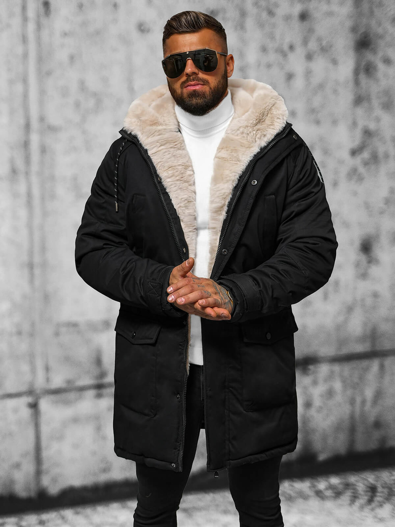 Moška zimska jakna črna OZONEE JS/5M120/392