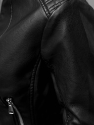 Ženska usnjena jakna črna OZONEE JS/11Z8038