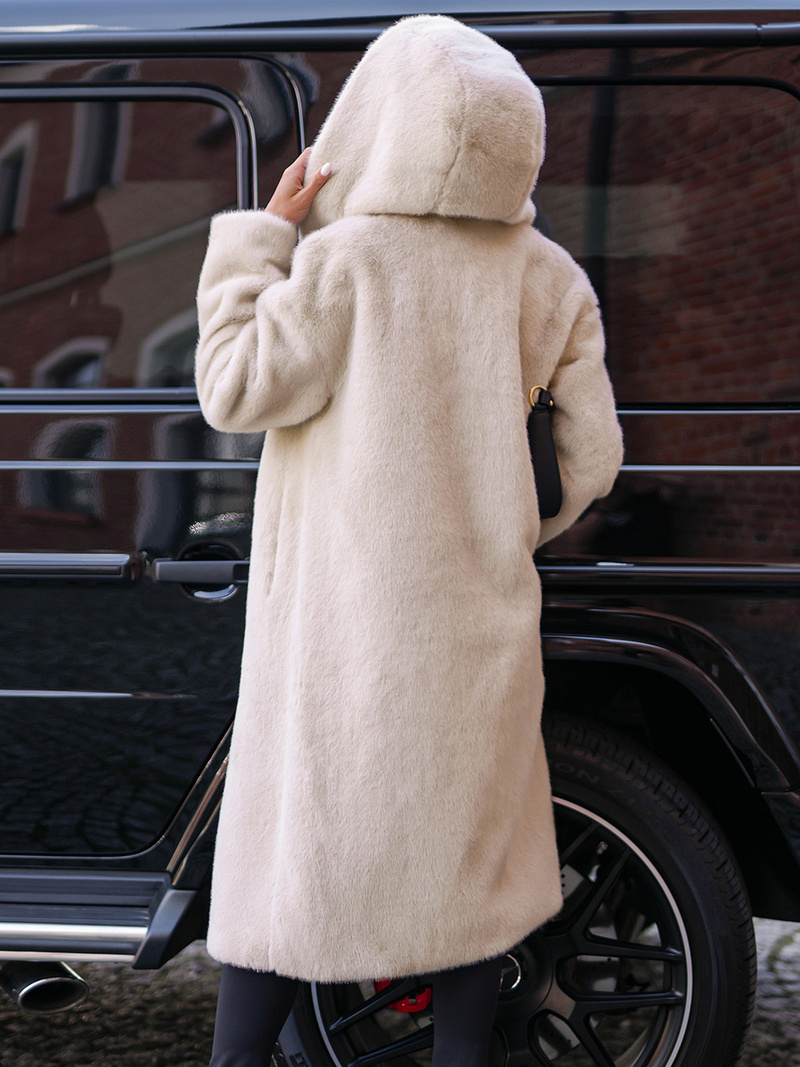 Ženska krznena zimska jakna bež OZONEE JS/11Z8250