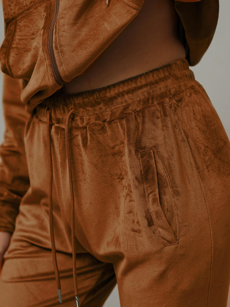 Ženski trenirka iz velurja camel OZONEE JS/8C1176/33Z