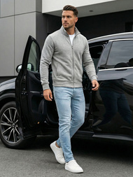 Moška jopa z zadrgo siva OZONEE JS/2002Z