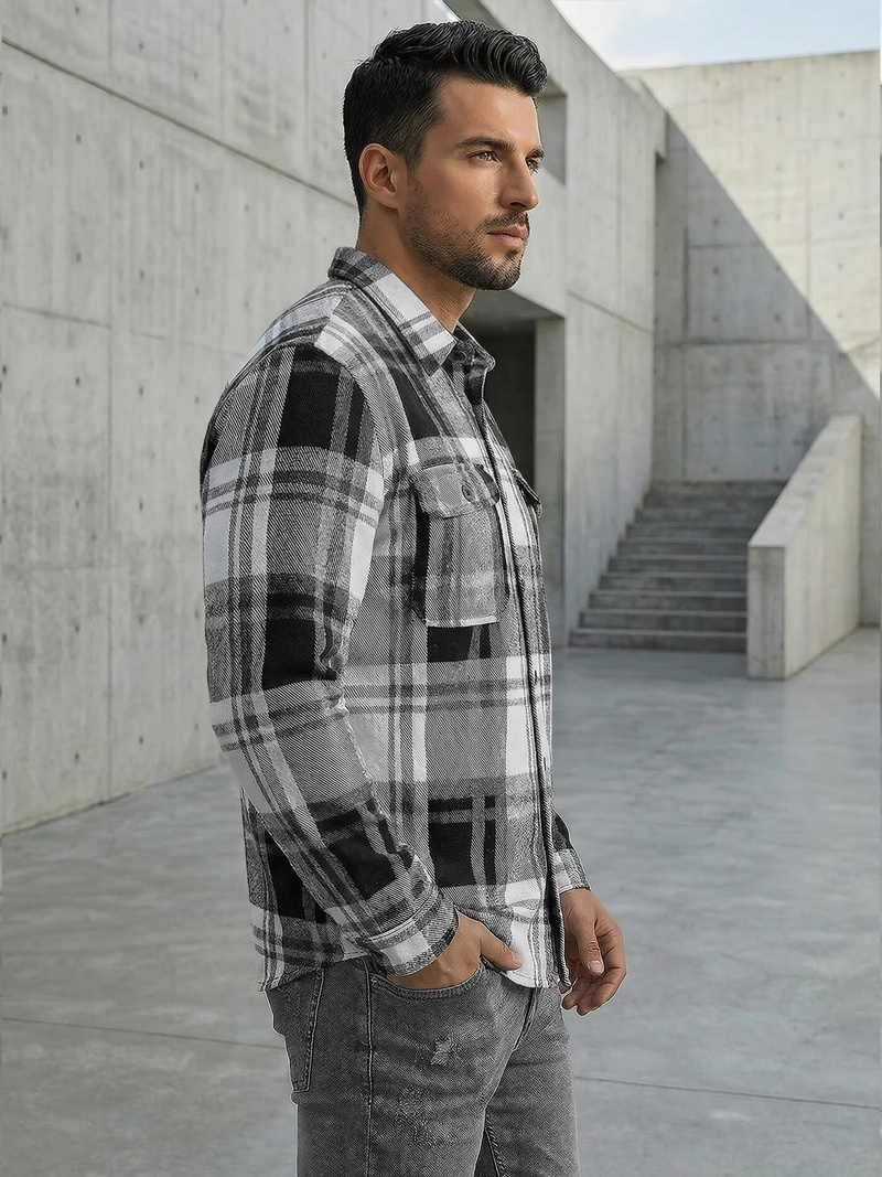 Moška srajca črno-bela OZONEE NB/MC728N/3Z