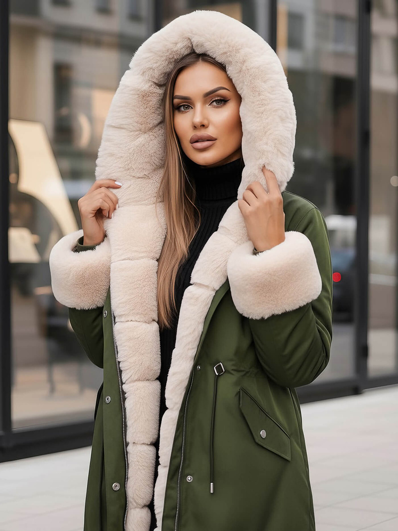 Ženska zimska jakna zelena OZONEE JS/M763/136Z